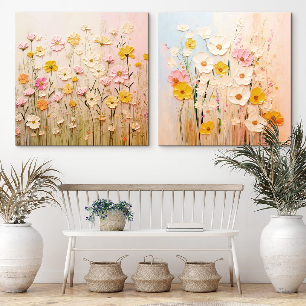 Painting of flowers on canvas Painting of flowers on canvas
