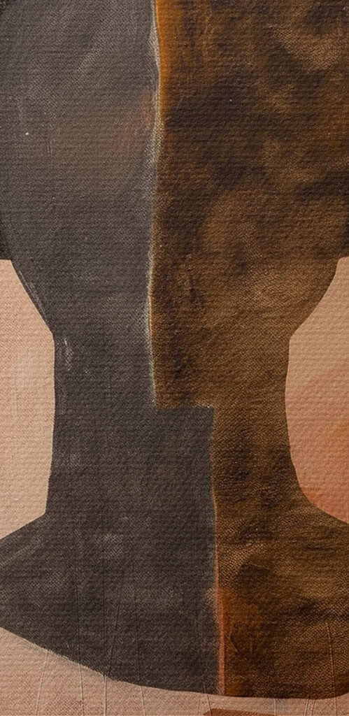 Collage of paintings of a woman and a woman with leaves
