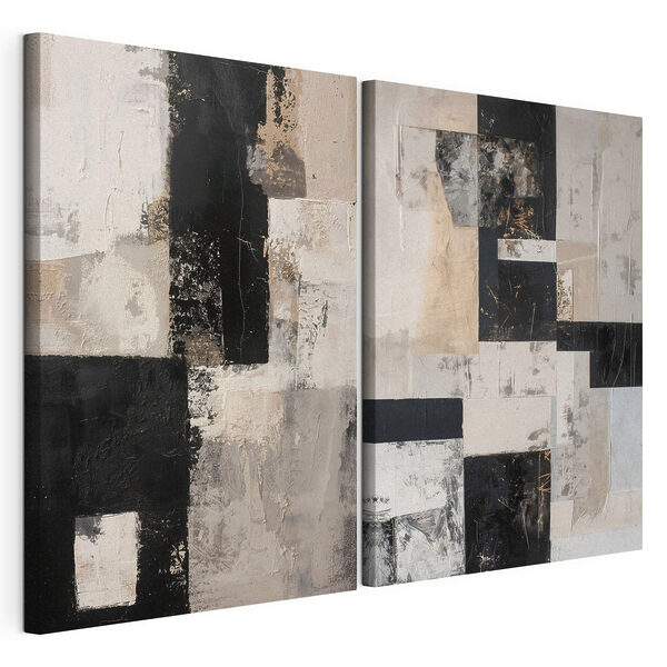 Impression sur toile modulaire Collage d'œuvres d'art en noir et blanc