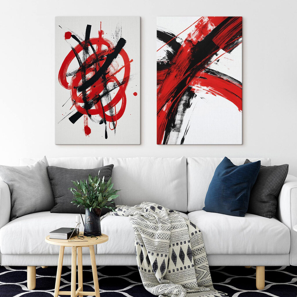 Red and black paint on a white surface Red and black paint on a white surface