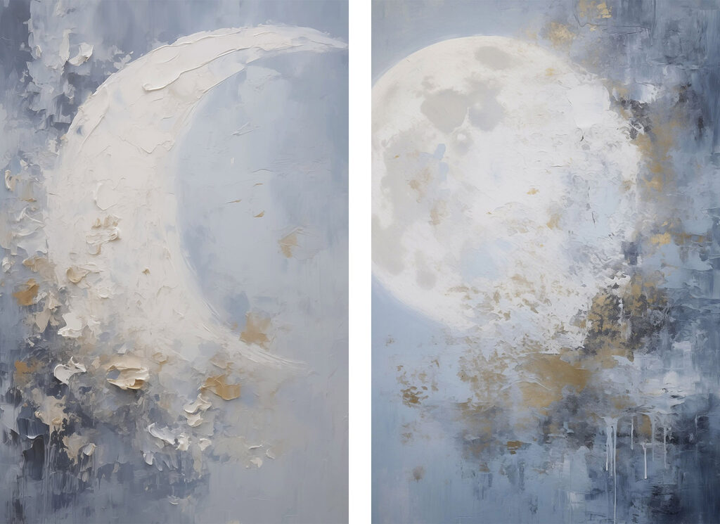 Painting of a moon and a tree Painting of a moon and a tree