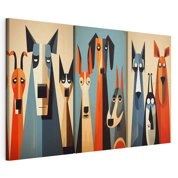 Impression sur toile modulaire Série de tableaux représentant des chiens