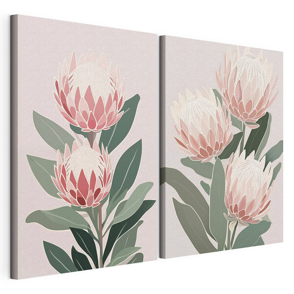 Des fleurs délicates aux teintes pastel douces Impression sur toile modulaire Des fleurs délicates aux teintes pastel douces