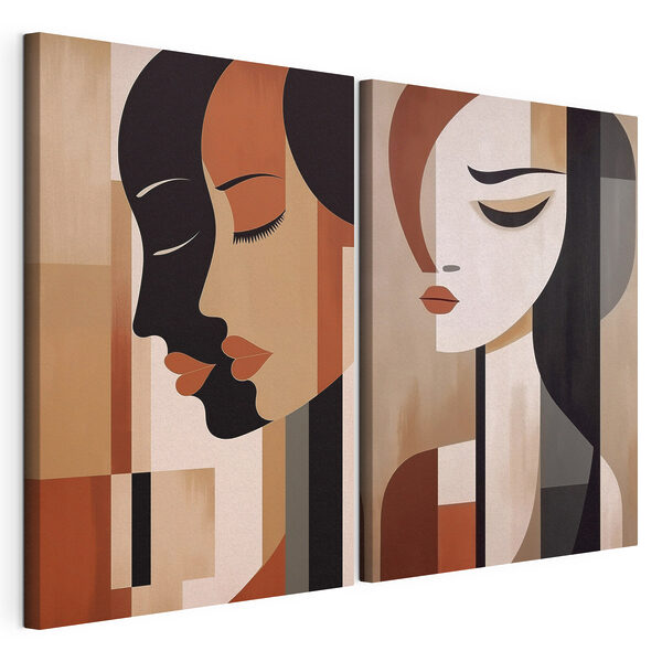Deux tableaux représentant des femmes aux couleurs différentes Impression sur toile modulaire Deux tableaux représentant des femmes aux couleurs différentes