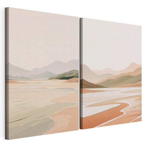 Impression sur toile modulaire Capture d'écran d'un tableau représentant une plage et des montagnes