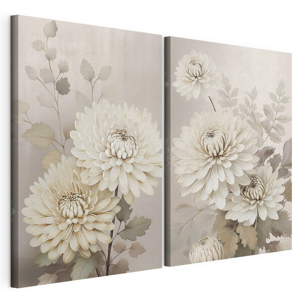 Impression sur toile modulaire Des fleurs délicates aux teintes douces