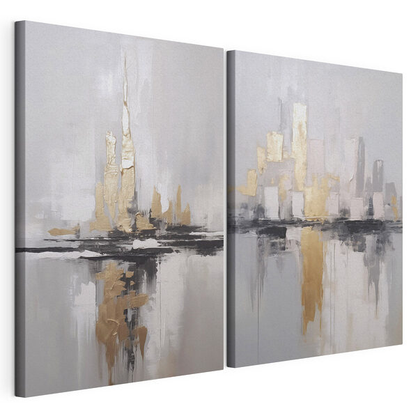 Impression sur toile modulaire Peinture représentant la silhouette d'une ville