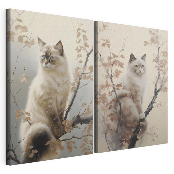 Impression sur toile modulaire Chat perché dans un arbre