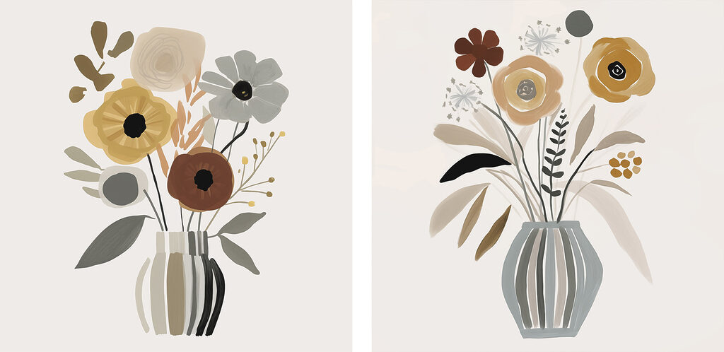 Painting of flowers in a vase Painting of flowers in a vase