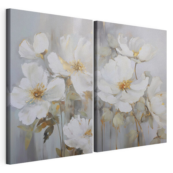 Peinture représentant des fleurs blanches Impression sur toile modulaire Peinture représentant des fleurs blanches