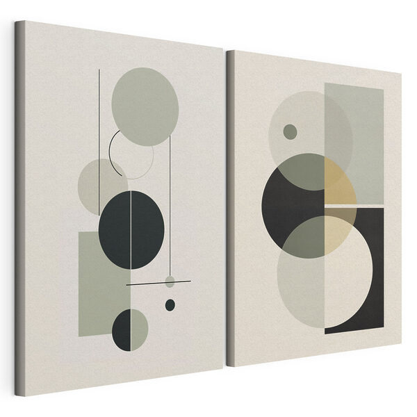 Impression sur toile modulaire Quelques œuvres d'art composées de cercles et de lignes