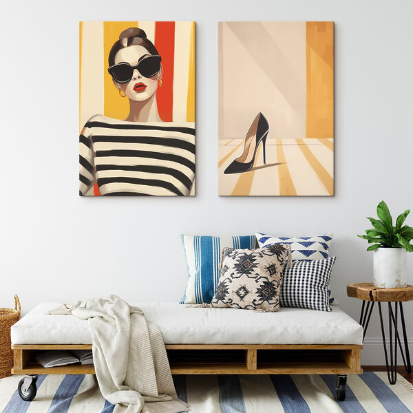 Woman wearing sunglasses and a striped shirt Woman wearing sunglasses and a striped shirt