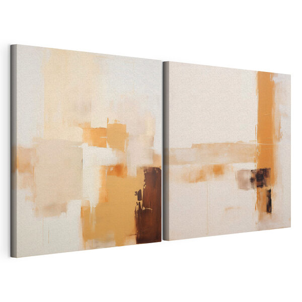 Impression sur toile modulaire Peinture composée de différentes nuances de marron et de blanc