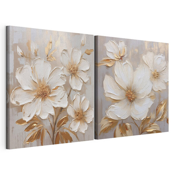 Des fleurs épanouies aux teintes douces Impression sur toile modulaire Des fleurs épanouies aux teintes douces