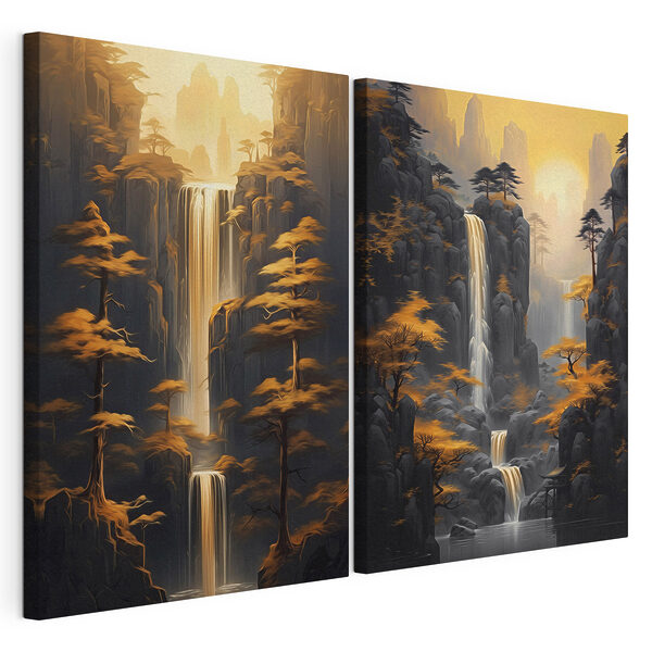 Impression sur toile modulaire Cascade dans la montagne