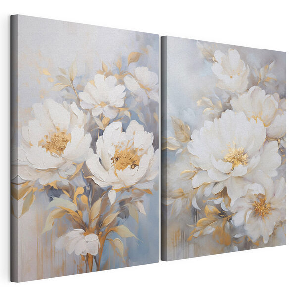 Peinture représentant des fleurs blanches Impression sur toile modulaire Peinture représentant des fleurs blanches