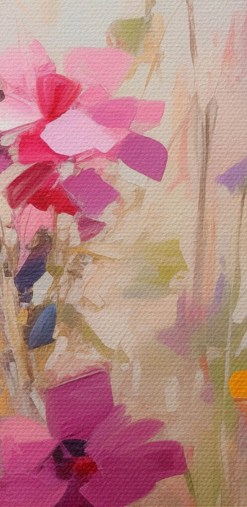 Painting of flowers in a field