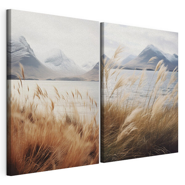 Paysage serein avec de l'herbe qui ondule Impression sur toile modulaire Paysage serein avec de l'herbe qui ondule