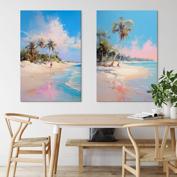 Painting of a beach and palm trees Painting of a beach and palm trees