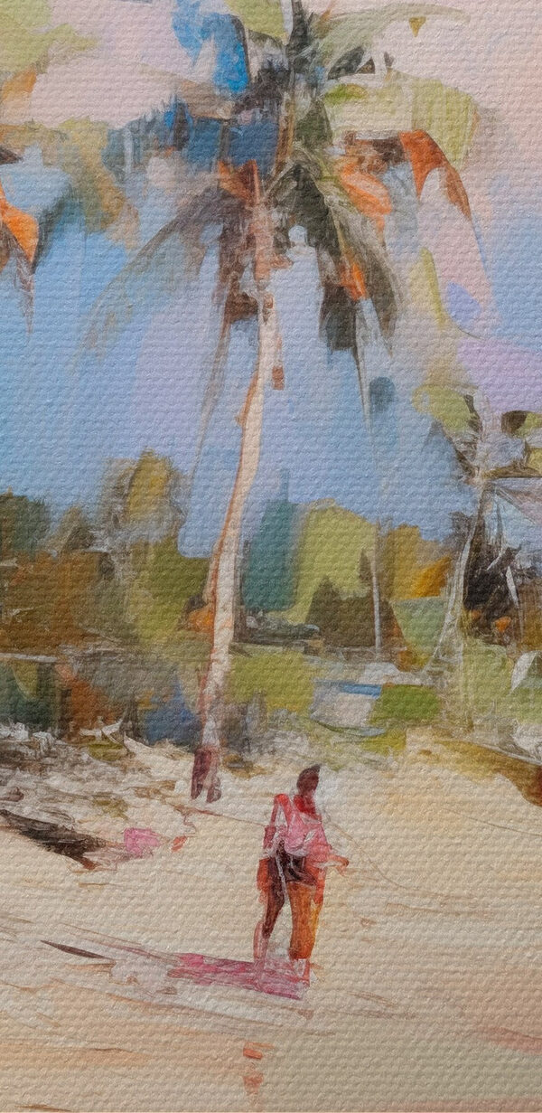 Painting of a beach and palm trees Painting of a beach and palm trees