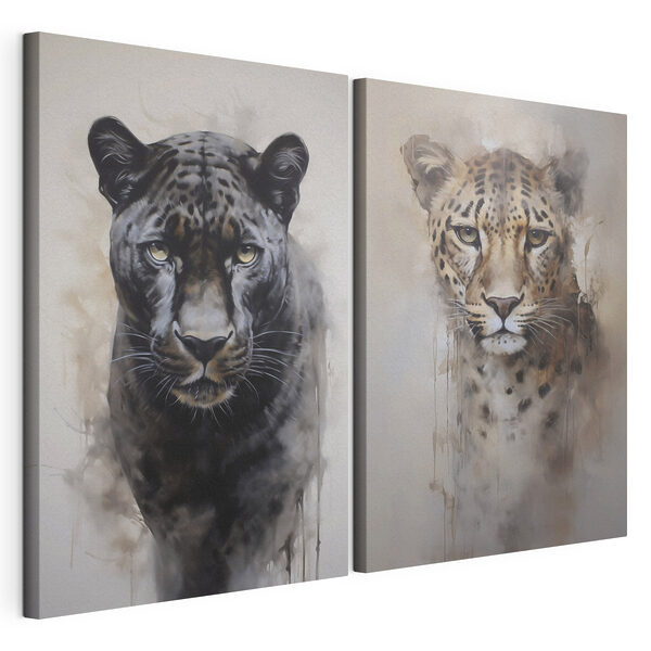 Painting of a leopard and a cheetah Painting of a leopard and a cheetah