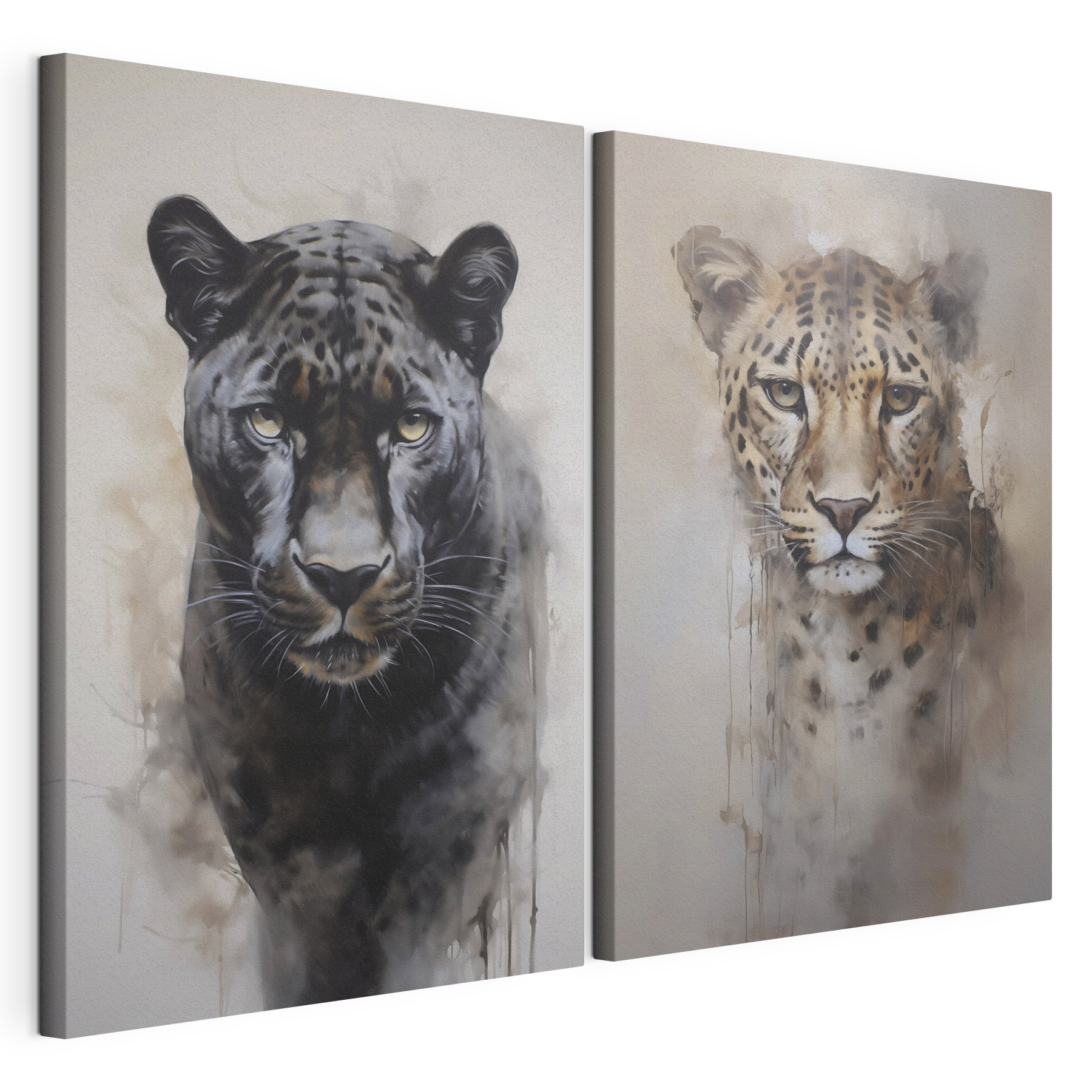 Painting of a leopard and a cheetah Painting of a leopard and a cheetah