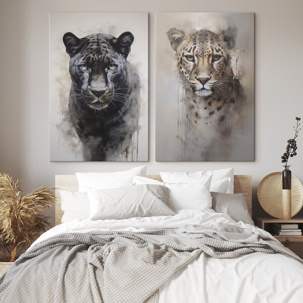 Painting of a leopard and a cheetah Painting of a leopard and a cheetah