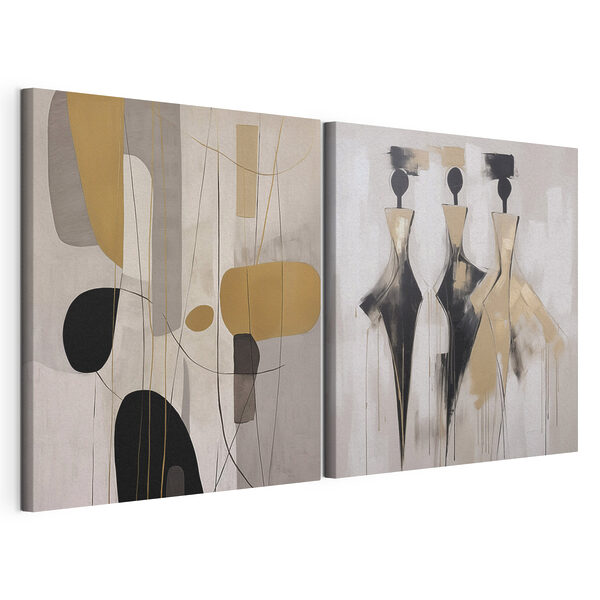Impression sur toile modulaire Deux tableaux représentant des personnes dans des poses différentes