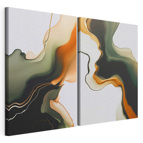 Impression sur toile modulaire Des couleurs fluides qui s'harmonisent en motifs harmonieux