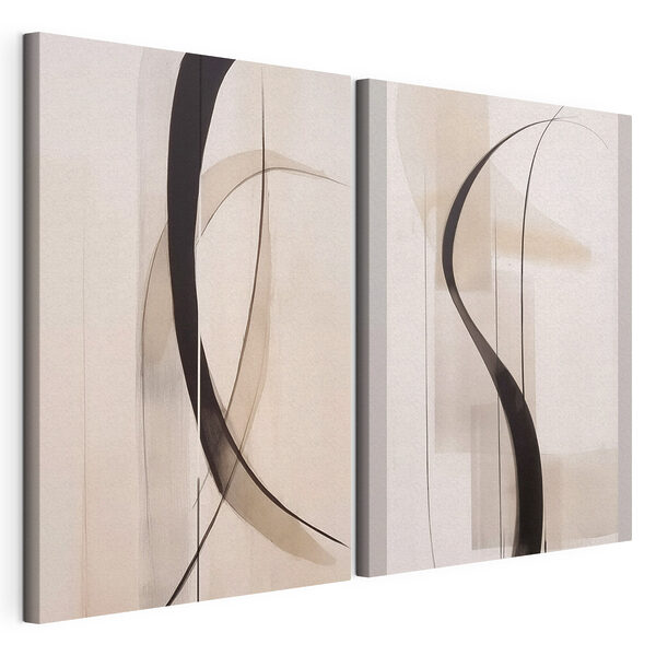 Des courbes dynamiques aux teintes douces Impression sur toile modulaire Des courbes dynamiques aux teintes douces