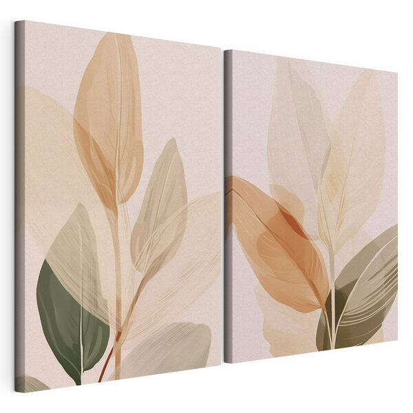 Motif minimaliste de feuilles inspiré de la nature Impression sur toile modulaire Motif minimaliste de feuilles inspiré de la nature