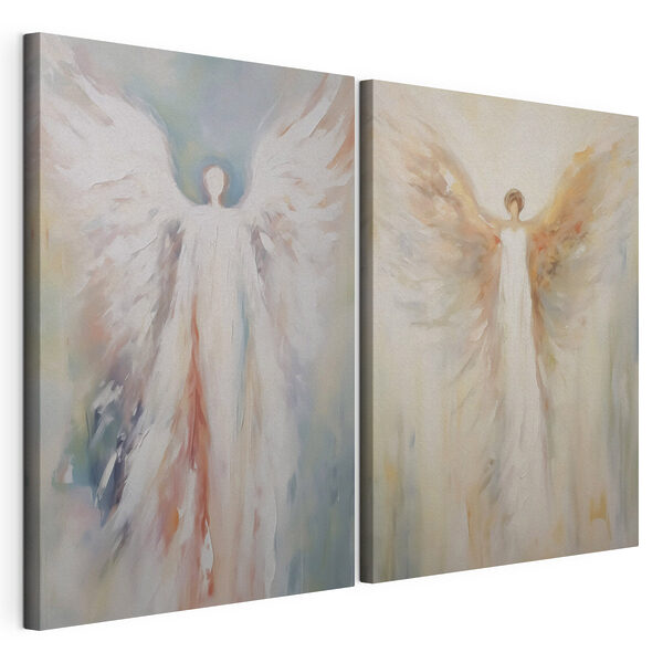 Deux tableaux représentant une personne ailée Impression sur toile modulaire Deux tableaux représentant une personne ailée