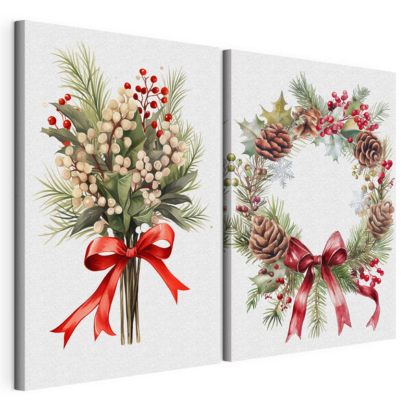 Impression sur toile modulaire Couronnes de fleurs et de baies