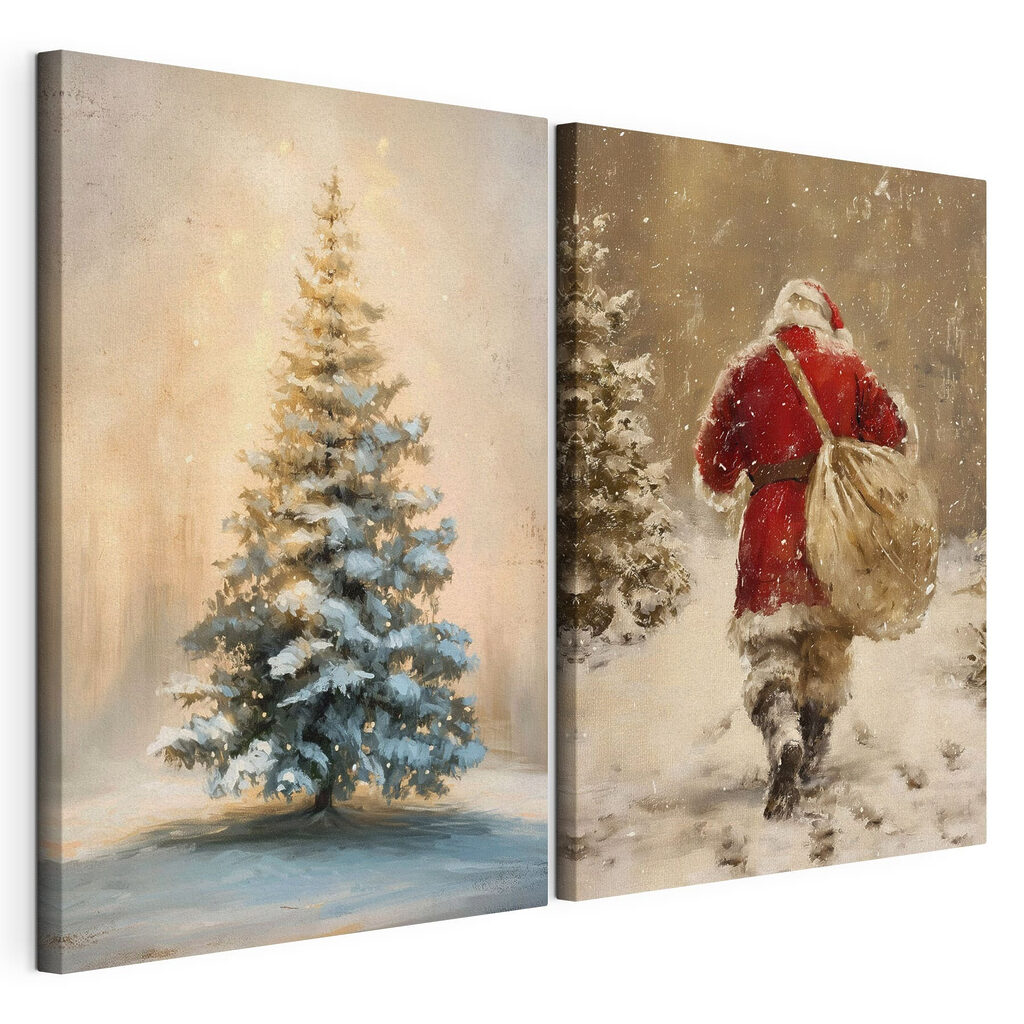 Painting of a man walking in the snow Painting of a man walking in the snow