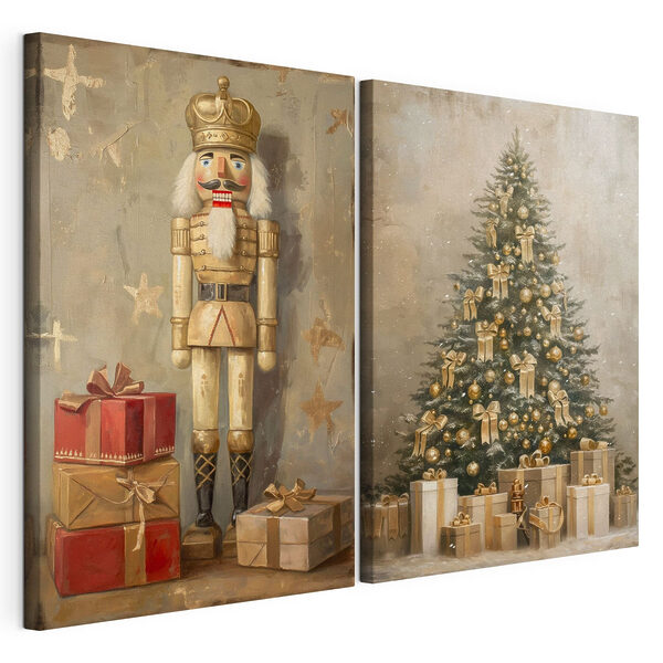 Casse-Noisette et un sapin de Noël Impression sur toile modulaire Casse-Noisette et un sapin de Noël