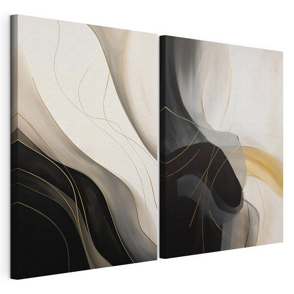 Illustration en noir et blanc Impression sur toile modulaire Illustration en noir et blanc