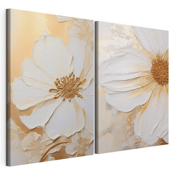 Impression sur toile modulaire - Une décoration murale élégante sur le thème des fleurs