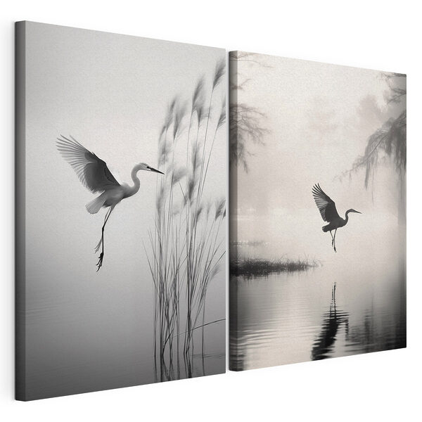 Impression sur toile modulaire Oiseau volant au-dessus de l'eau