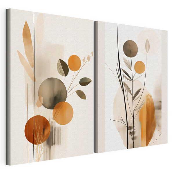 Formes florales abstraites dans des tons chauds Impression sur toile modulaire Formes florales abstraites dans des tons chauds