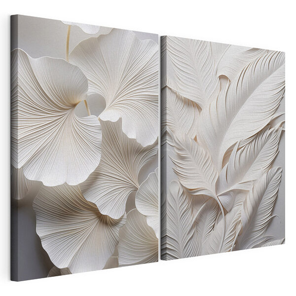 De délicats motifs de feuilles en papier, magnifiquement mis en valeur Impression sur toile modulaire De délicats motifs de feuilles en papier, magnifiquement mis en valeur