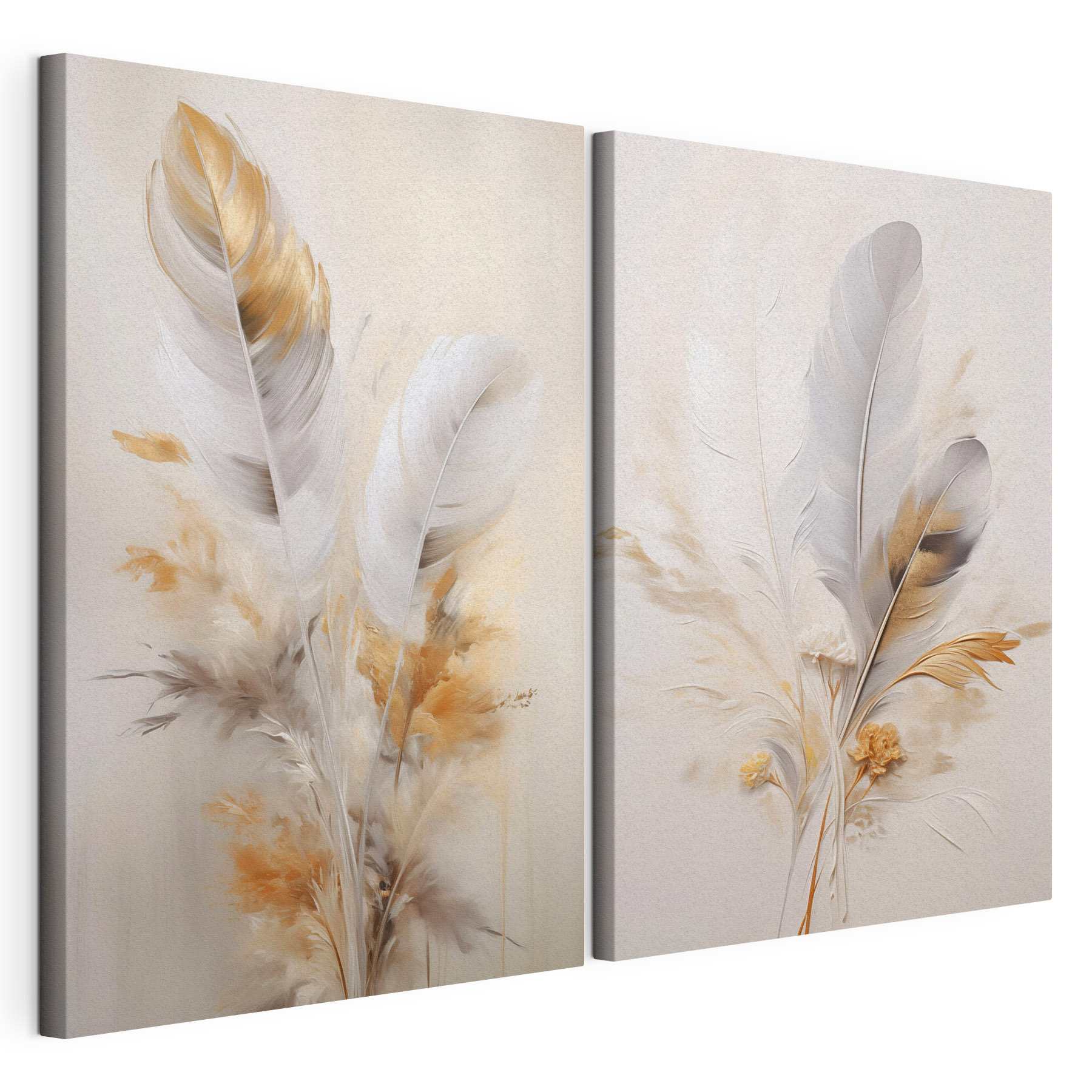 Painting of feathers and flowers