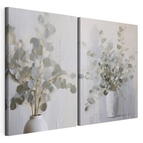 Peinture représentant une plante dans un vase Impression sur toile modulaire Peinture représentant une plante dans un vase