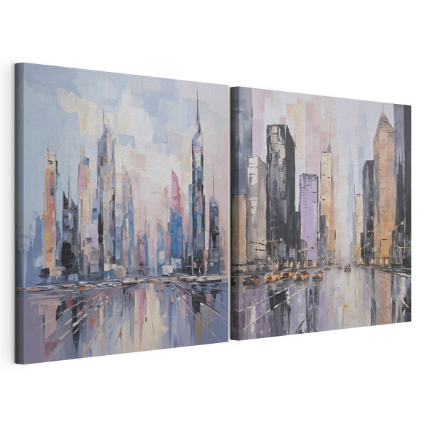 Peinture représentant une ville Impression sur toile modulaire Peinture représentant une ville