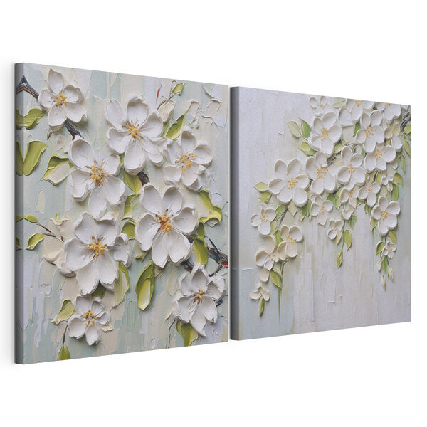 Peinture représentant des fleurs sur un fond blanc Impression sur toile modulaire Peinture représentant des fleurs sur un fond blanc