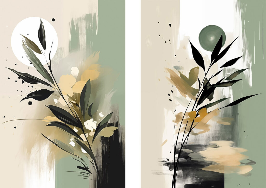 Painting of flowers and leaves Painting of flowers and leaves
