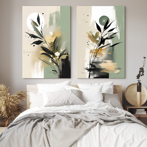 Painting of flowers and leaves Painting of flowers and leaves