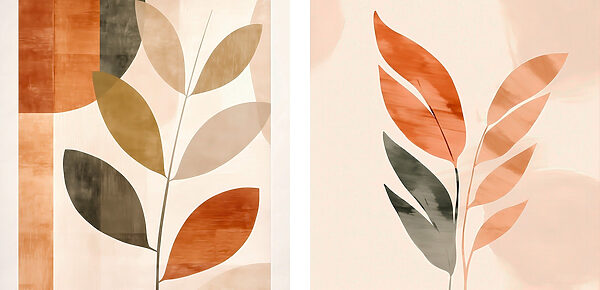 Abstract leaves in earthy tones