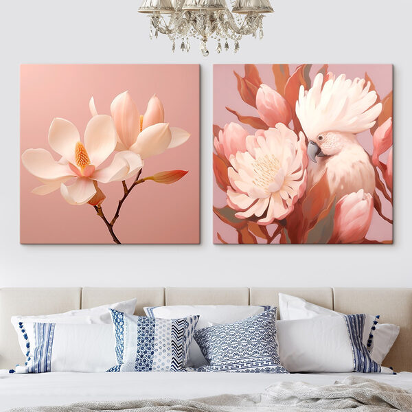 Delicate blooms and a charming bird Delicate blooms and a charming bird