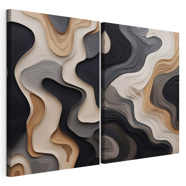 Motifs fluides dans des tons neutres Impression sur toile modulaire Motifs fluides dans des tons neutres