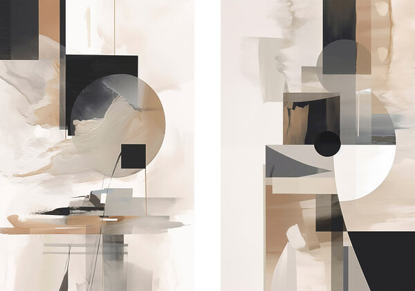 Painting of a couple of squares and circles Painting of a couple of squares and circles